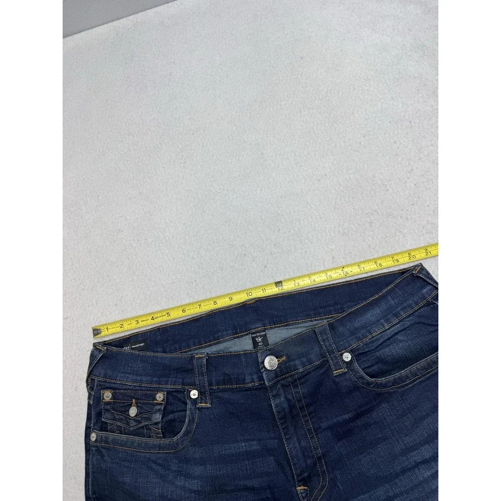 True Religion Ricky Jeans Mens 40x33 Relaxed Straight Dark Blue Stretch Denim